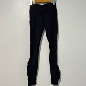 Lululemon Women’s Black High-Rise Leggings with Ruffle Detail - Size 2